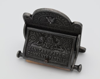 Bury Street London  - Cast Iron toilet paper holder with lid with antique iron finish