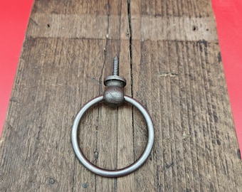 Ring Pull Handle - 2.75" Antique iron, Epoxy black and 1.5" Rust Finish