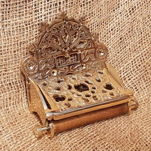 Victorian SOLID Brass - Vintage Toilet Paper Holder with lid