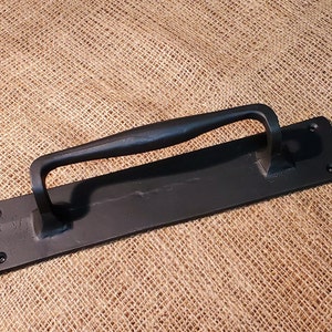 Vintage Black Iron Door Handle on Back Plate