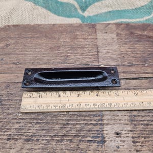 Inset flush pull handle - Cast Iron 5" Epoxy Black Finish, Solid Brass, Antique iron (3 finishes)