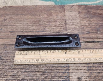 Inset flush pull handle - Cast Iron 5" Epoxy Black Finish, Solid Brass, Antique iron (3 finishes)