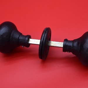 Door Knob Set - The Cottage Bun Antique Iron, Beeswax black, or Solid Brass 2" diameter
