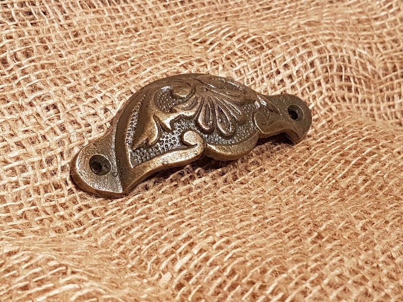 Vintage Cup Pull Handle Antique Brass the Slim Fancy Design Etsy