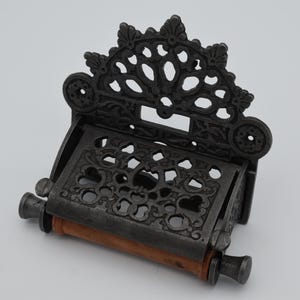 Victorian Vintage Antique Iron Toilet Paper Holder with Lid