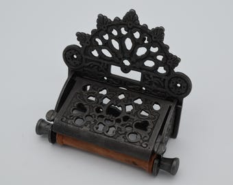 Victorian Vintage Antique Iron Toilet Paper Holder with Lid