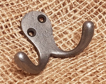 5 x Cast Iron Double Robe Hooks