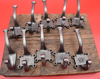Retro Vintage Numbered 1- 10 Hat & Coat Hooks - Sold Individually