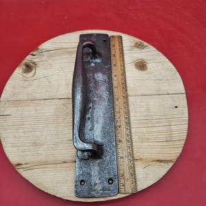Heavy Duty Pull Handle on Back Plate - Antique Iron