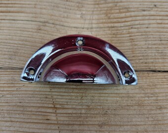 Basic Design - Cup Pull Handle Chrome on Cast Iron 3.5"