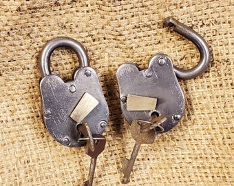 2 x Small Vintage Padlock - Hand Forged