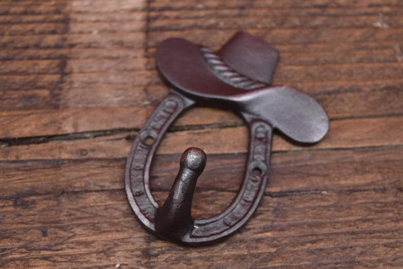 Horse shoe - 3", 4", 6" double robe hook, decorative (3" no hook), cowboy hat(4") image 12