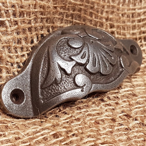 Vintage Cup Pull Handle Fancy Slim Design Antique Iron Etsy