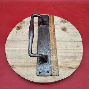 Heavy Duty Pull Handle on Back Plate with offset - Antique Iron