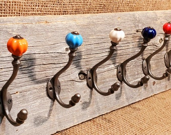 Vintage Acorn Hat & Coat Hook with Ceramic Shell top - 1 Hook (7 color options)