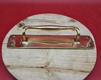 Heavy Duty Pull Handle with back plate - Polished Brass