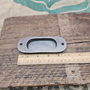 Flush Door Pull - Rounded Antique Iron