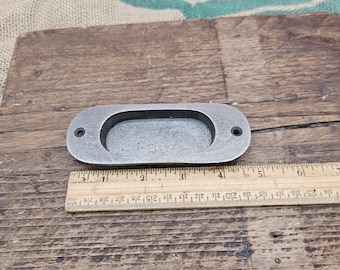 Flush Door Pull - Rounded Antique Iron