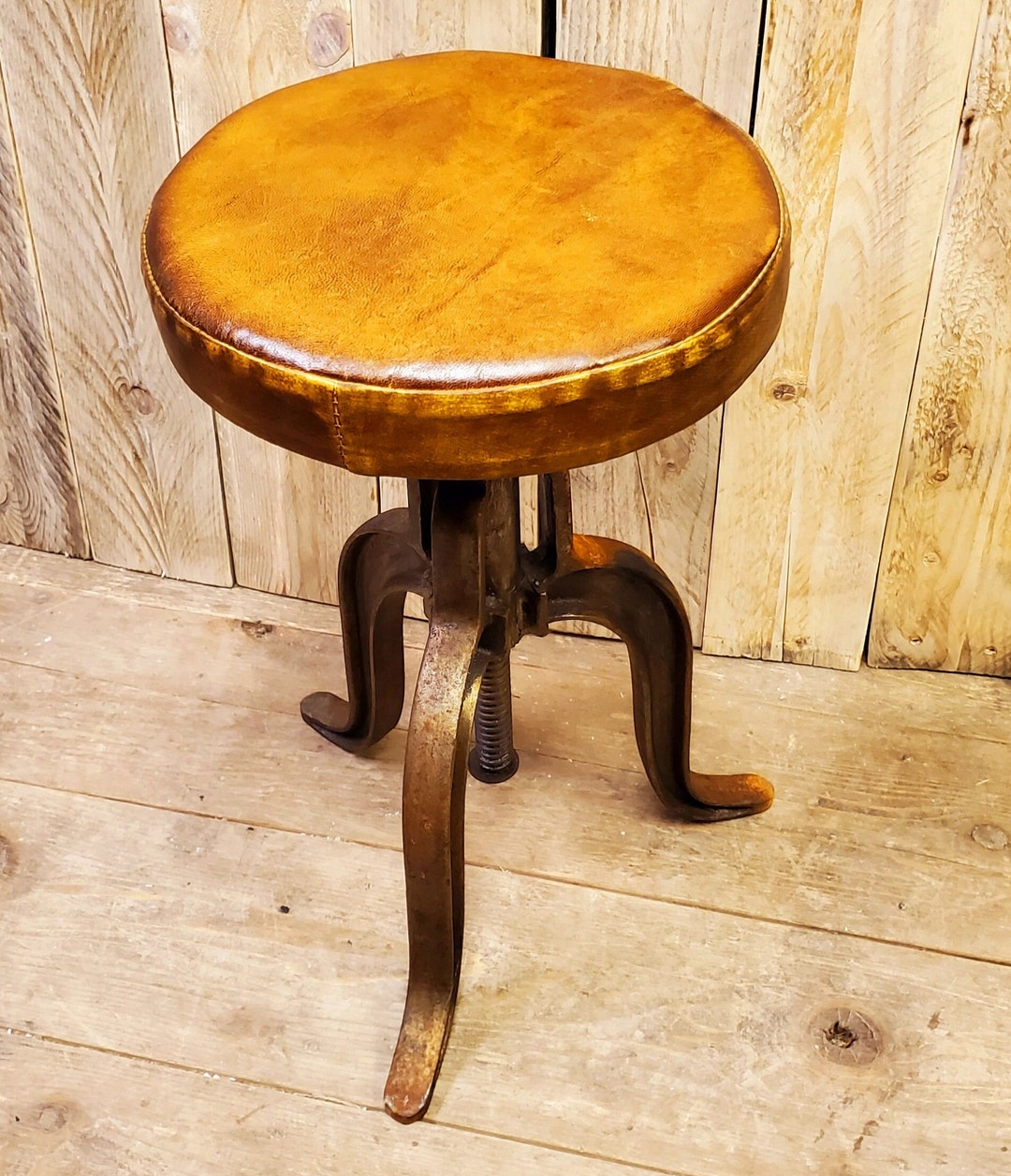 The Jameson Antique Iron Swivel Stool With Top Etsy