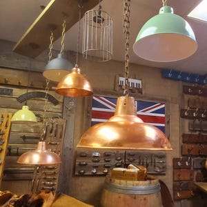 Pendant 10.5" Copper Shade: # 1 Polished Copper, #2 Factory Copper # 3 Traditional #4 Kitchen Petrol, #5 Mellow Yelllow