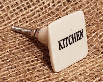 Kitchen - Ceramic Square Drawer Knob - farmhouse Vintage style