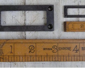 Library Label Frame Holder Square Cast Antique Iron 70mm x 30mm