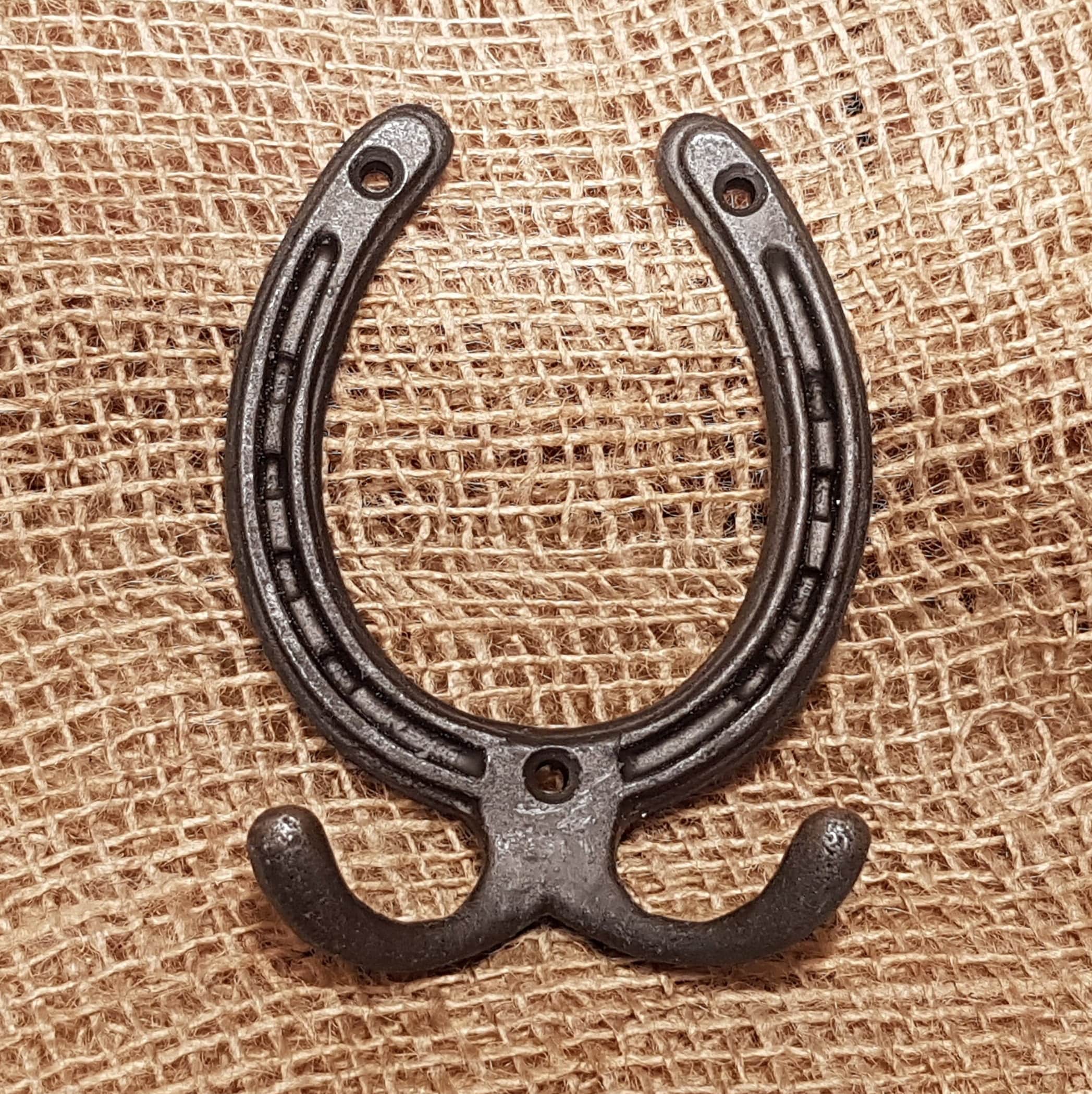 Horse shoe - 3", 4", 6" double robe hook, decorative (3" no hook), door knocker, cowboy hat(4")