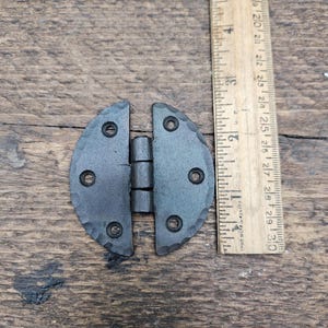 Round Disc Hinge Black Wax 65mm (Pickard)- hand forged - black wax finish