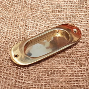 Flush Pull Handle -Inset Round End - Brass 5"