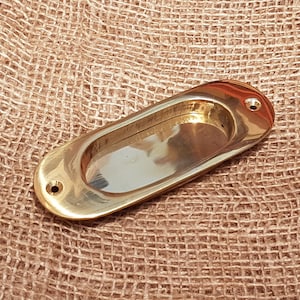 Flush Pull Handle -Inset Round End - Brass 5&quot;