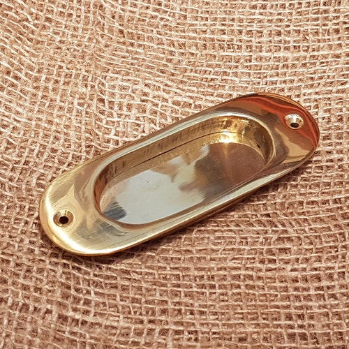 Flush Pull Handle inset Round End Brass 5 Etsy