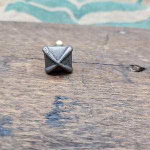 Knob Square PYRAMID Ridged Antique Iron 20mm x 20mm