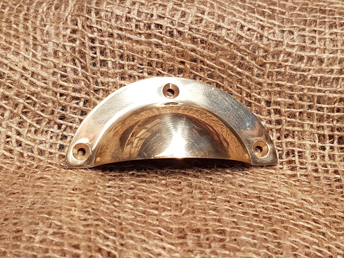 Solid Brass polished Basic Design cup pull handle | Etsy