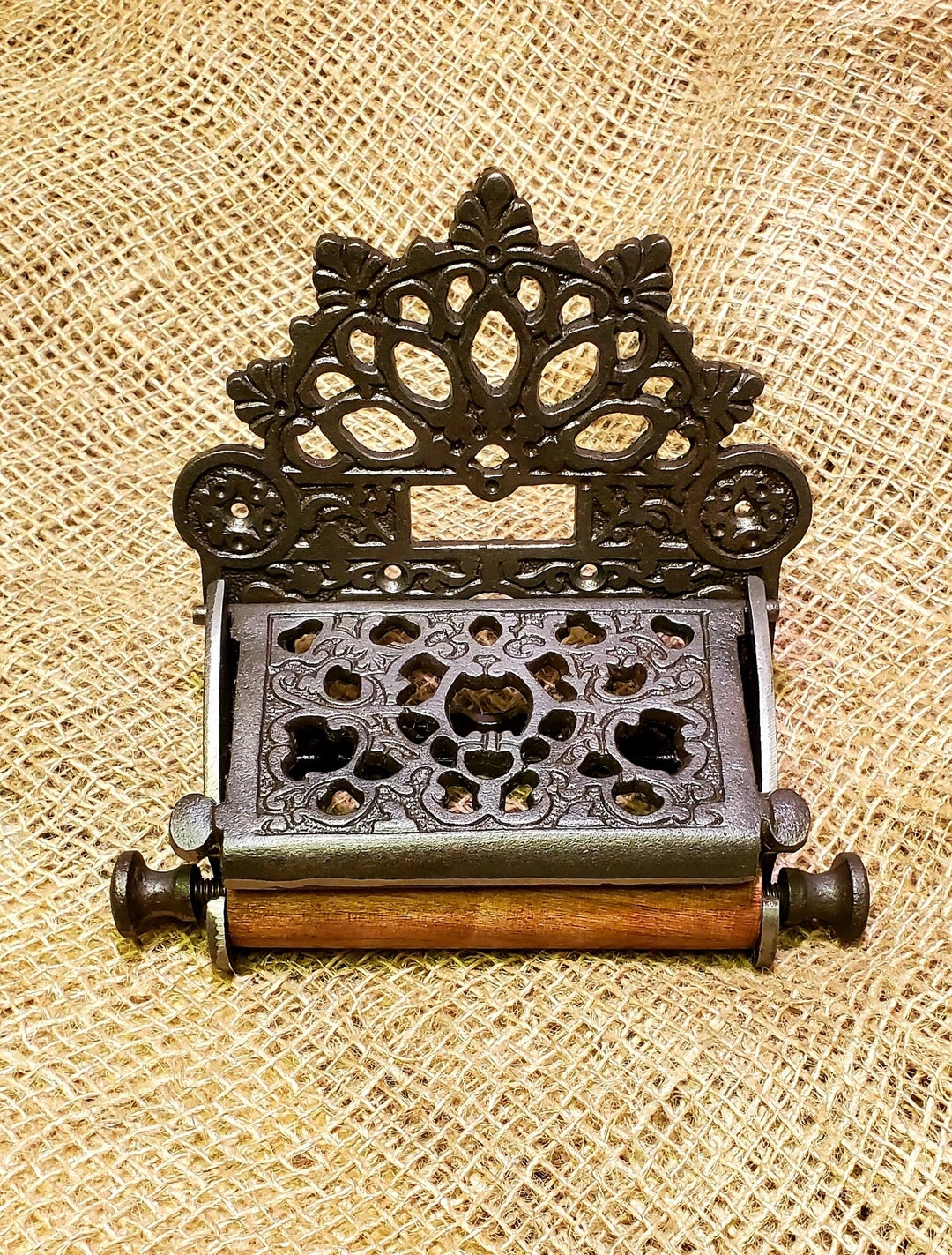Victorian Toilet Paper Holder With Lid Vintage Antique Iron Etsy
