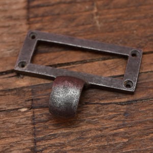 Library Label Frame Pull Square Cast Antique Iron 70mm x 30mm