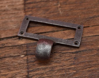 Library Label Frame Pull Square Cast Antique Iron 70mm x 30mm