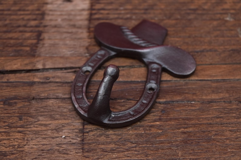 Horse shoe - 3", 4", 6" double robe hook, decorative (3" no hook), cowboy hat(4") image 11