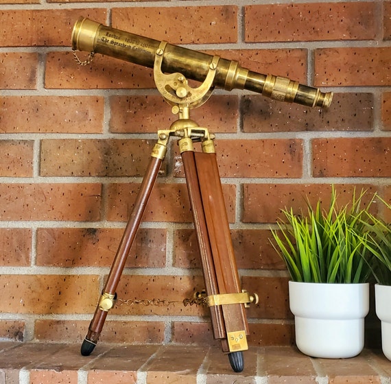Vintage 9" Pirates Style Ship Telescope on Stand Vintage Article Telescopes 