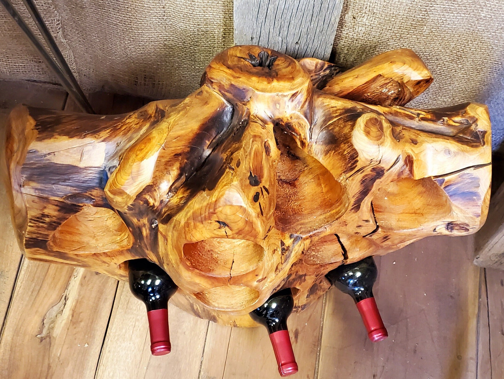 Tree stump wine bottle holder new arrivals