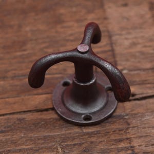 Wardrobe Ceiling Swivelling Triple Hook Antique Iron 65mm
