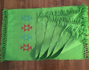 Placemats /Handwoven Christmas placemats/Set of 6 placemats woven/green placemats/Stars placemats/Kitchen placemats/Individuales/Table Decor