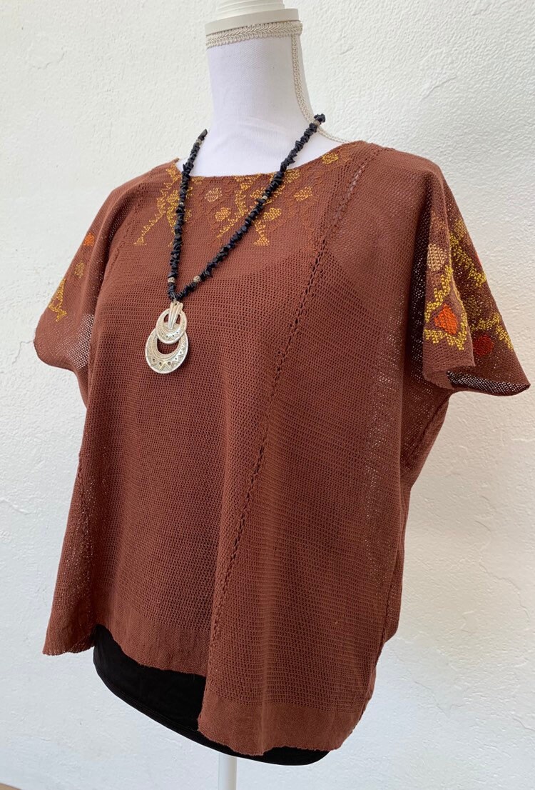 S Ethnic Woven Top Handmade Guatemalan Top Colorful Top Ethnic Tunic Top Tapestry Blouse Embroidered Huipil Top Mexican Blouse