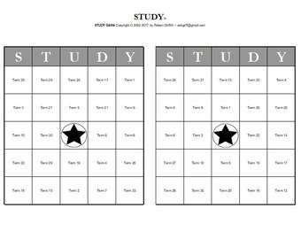 Study Bingo: Microsoft Excel Random Bingo Card Maker (32 Cards)