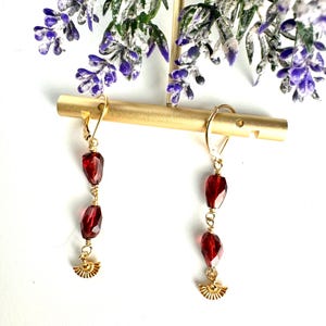 Garnet Gold Vermeil Dangle Earrings: Sparkly Gemstone Jewelry