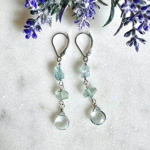 Aquamarine Sterling Silver Dangle Earrings: Gemstone Jewelry