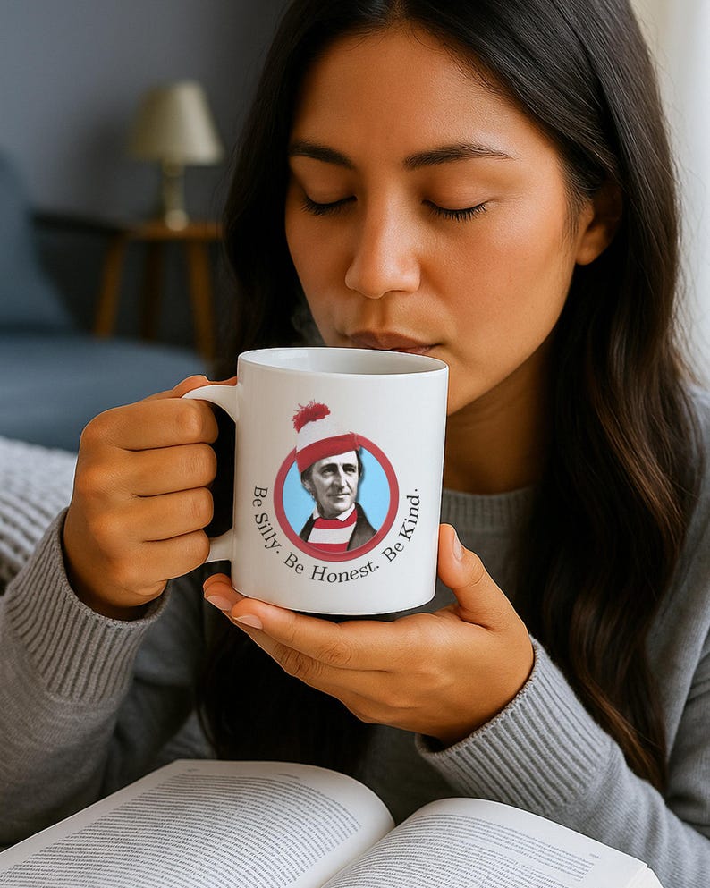 Funny Ralph Waldo Emerson Coffee Mug, Be Silly Quote, Literary Gift image 10