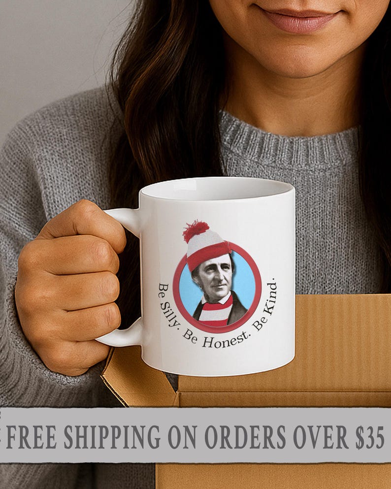 Funny Ralph Waldo Emerson Coffee Mug, Be Silly Quote, Literary Gift image 6