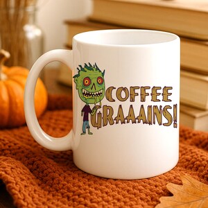Funny Zombie Mug 11oz Coffee Grains Zombie Mug for Coffee Lover Cute Creepy Undead Cup Gift for Coffee Addicts Cup Funny Horror Zombie Gifts