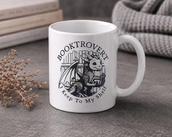 Book Dragon Coffee Mug: Booktrovert Gift for Fantasy Readers