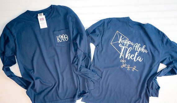 Theta Comfort Colors Long Sleeve Pocket T Shirt Licensed Etsy